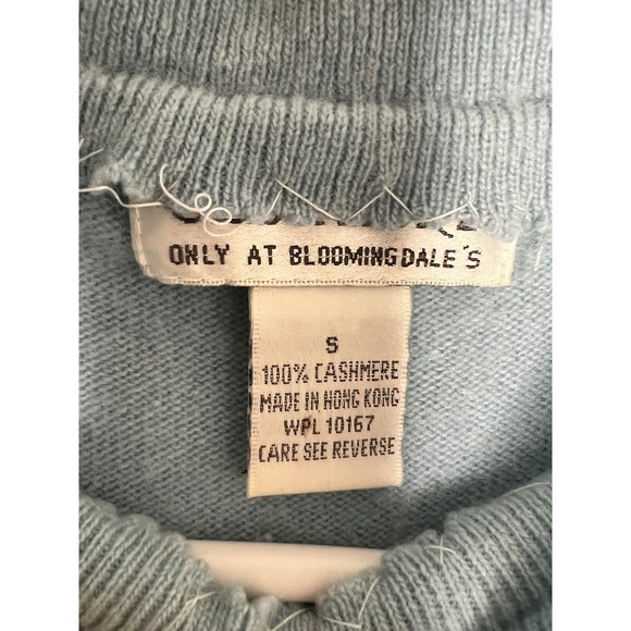 BLOOMINGDALES 100% Cashmere vintage Sleeveless Mock Neck Top Light Blue Size S - Picture 3 of 5